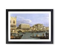 Riva Degli Schiavoni in Venice by Giovanni Canaletto Framed Print | A2 Black Framed Wall Art | Ready to Hang | Modern Nature Picture | Living Room Bedroom Lounge Office