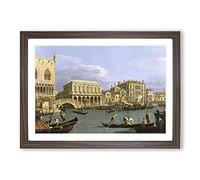 Riva Degli Schiavoni in Venice by Giovanni Canaletto Framed Print | A2 Walnut Framed Wall Art | Ready to Hang | Modern Nature Picture | Living Room Bedroom Lounge Office