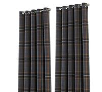 Riva Home Aviemore Checked Pattern Ringtop Curtains - Rust - Rust - 66 x 54in (168 x 137cm)