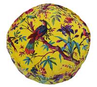 Riva Home Birds Of Paradise Floral Pattern Round Cushion Cover - Yellow/Multicoloured - 50 x 12cm - Yellow/Multicoloured - 100% Cotton