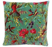 Riva Home Birds Of Paradise Floral Pattern Square Cushion Cover - Aqua Blue - 50 x 50cm - Aqua Blue - 100% Cotton