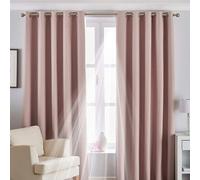 Riva Home Eclipse Blackout Eyelet Curtains - Blush Pink - 90 x 54in (229 x 137cm) - Blush Pink - 100% Polyester