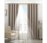 Riva Home Eclipse Blackout Eyelet Curtains, Polyester, Natural, 90" x 72" (229 x 183cm)
