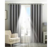 Riva Home Eclipse Blackout Eyelet Curtains, Polyester, Silver, 66 x 54 (168 x 137 cm)