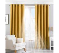 Riva Home Eclipse Ringtop Eyelet Curtains (Pair), Polyester, Blackout, Ochre