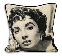 RIVA Home Elizabeth Taylor Cushion Case (Black - 45x45cm) | Iconic Elizabeth Taylor Monochrome Portrait Classic Hollywood Piped Case (