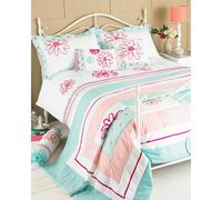Riva Home Harriet Bedspread - Duck Egg/Pink - Duck Egg/Pink - 240x260cm