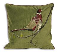 Riva Home Hunter Velvet Feather Filled Cushion, Natural, 45 x 45cm, Green