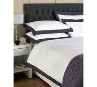 Riva Home Paoletti Harvard 200 Thread Count Percale Quilt Duvet Cover Bed Set Bedding, 100 Percent Cotton, White/Navy Blue, King