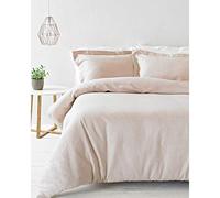 "Riva Home Paoletti Super King Duvet Cover Set Blush Pink Waffle Weave Texture 2 x Oxford Border Pillowcases Included 100% Cotton Machine Washable 260 x 220cm (102"" x 87"" inches)"