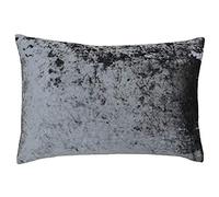 Riva Home Paoletti - Verona Feather Filled Cushion Rectangular - Pewter Grey - Velvet Feel - Crushed Velvet Look - Hidden Zip Design - 100% Polyester Case - 40 x 60cm (16" x 24" inches)