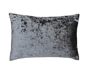 Riva Home Paoletti - Verona Feather Filled Cushion Rectangular - Pewter Grey - Velvet Feel - Crushed Velvet Look - Hidden Zip Design - 100% Polyester Case - 40 x 60cm (16" x 24" inches)