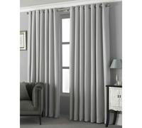 Riva Home Pendleton Ringtop Eyelet Curtains - Silver - 168 x 137cm - Silver - 100% Polyester