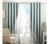 Eclipse Ringtop Eyelet Curtains (Pair) - Duck Egg Blue - Total Blackout Lining - Ready Made - 100% Polyester - Machine Washable - 229 x 229cm (90" x 90" inches) - Made by Riva Paoletti