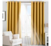 Riva Home Thermal Blackout Eyelet Curtain Pair Ochre (W)117Cm X (D)183Cm