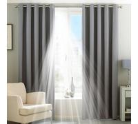 Riva Home Thermal Blackout Eyelet Curtain Pair Silver (W)117Cm X (D)183Cm
