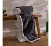 Riva Home Luxe Sherpa Microfleece Throw Polyester Charcoal