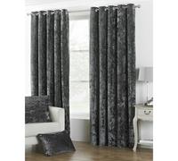 Riva Home Verona Velvet Style Eyelet Curtains - Pewter - 90 x 72in (229 x 183cm) - Pewter - 100% Polyester