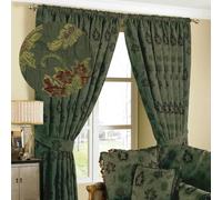 Riva Home Zurich Pencil Pleat Curtains - Green - 66x72 (168x183cm) - Green - 100% Polyester