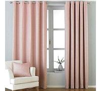 Riva Paoletti Atlantic Ringtop Eyelet Curtains (Pair) Woven Twill Fabric-Ready Made-100% Polyester-117cm Width x 137cm Drop (46" x 54" inches) -Designed in The UK, Polyester, Blush Pink, 168cm x 183cm