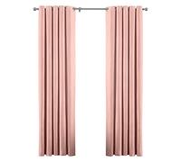 Riva Paoletti Atlantic Ringtop Eyelet Curtains (Pair) Woven Twill Fabric-Ready Made-100% Polyester-229cm Width x 137cm Drop (90" x 54" inches) -Designed in The UK, Polyester, Blush Pink, 229cm x 137cm