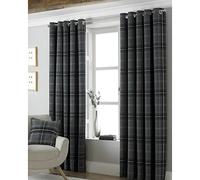 Riva Paoletti Aviemore Eyelet Curtains, Grey, 46 x 54 (117 x 137 cm), Polyester,
