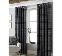 Riva Paoletti Aviemore Eyelet Curtains, Grey, 46 X 72 (117 X 183 Cm), Fabric,