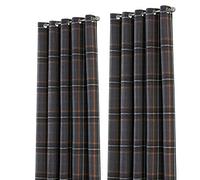 Paoletti Aviemore Heritage Check Ringtop Eyelet Curtains (Pair) Polyester Rust (168X137Cm)