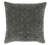 Riva Paoletti Aztec Polyester Filled Cushion Quilted Geometric Aztec Design-Faux Velvet Fabric-Statement Gold Zip-Knife Edges-100 (20" x 20" inches), Cotton, Grey, 50 x 50cm
