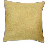 Riva Paoletti Bellucci Filled Cushion - Ochre Yellow - Contrasting Light Grey Piped Edges - Strong Canvas Fabric - Machine Washable - 100% Polyester Case - 45 x 45cm (18" x 18" inches)