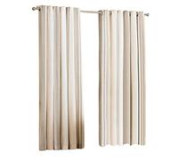 Riva Paoletti Broadway Ringtop Eyelet Curtains (Pair) - Coffee, Beige and Cream, 168 x 183cm