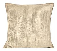 Riva Paoletti Brooklands Luxury Cushion Cover - Champagne Cream - Velvet Feel Quilt Design - Piped Linen Border - Decorative Tie Fastening - 55 X 55cm (22" X 22" Inches) - Designed In The UK