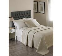 Riva Paoletti Brooklands Luxury Super King Size Bedspread - Champagne Cream - Velvet Feel Quilt Design - Linen Border - 100% Polyester Filling - 265 x 265cm (104" x 104" inches) - Designed in the UK