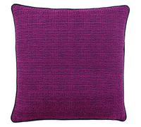 Riva Paoletti Chiswick Cushion Cover - Magenta Pink - Geometric Cube Design - Jacquard Weave - Emerald Green Reverse - Green Piped Edges - 60% Viscose 40% Polyester - 50 x 50cm (20" x 20" inches)