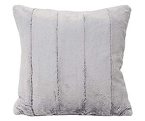 Riva Paoletti Empress Large Square Filled Cushion Super Soft Faux Fur-Reversible-Zip Closure-Machine Washable-100 Case (22" x 22" inches), Polyester, Grey, 55 x 55cm