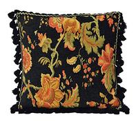 Riva Paoletti Fairvale Floral Woven Tassled Cushion Cover, Black, 55 X 55 Cm