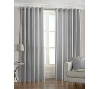 Riva Paoletti Fiji Ringtop Eyelet Curtains (Pair), 229cm x 229cm, Steel Silver