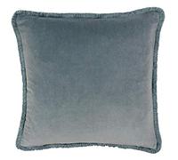 Riva Paoletti Freya Cushion Cover Duck Egg Blue Super Soft Velvet Fabric Cotton Fringed Edges Machine Washable 100% Polyester 45 X 45cm (18" X 18" Inches)