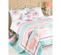 Riva Paoletti Harriet Duck Egg/Pink Bedspreads, 240 x 260 cm, Cotton, Blue
