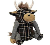 Riva Paoletti Highland Cow Doorstop - Heavyweight Sand Filling - 100% Polyester - 22 x 24 x 15cm (9" x 9" x 6" inches) - Designed in the UK, Brown
