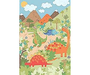 Riva Paoletti Kids Dinosaur Wall Art Mural - Green - Adaptable Wall Paste Application - Paste Included - 158 X 232Cm (62" X 91" Inches) - Designed In The Uk