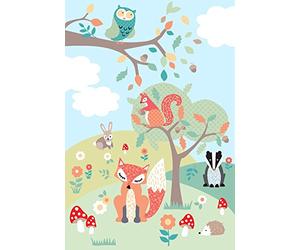 Riva Paoletti Kids Woodland Wall Art Mural - Green - Adaptable Wall Paste Application - Paste Included - 158 x 232cm (62" x 91" inches) - Designed in the UK