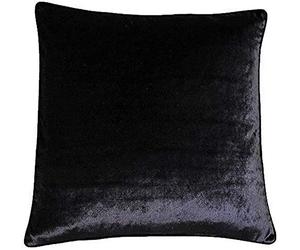 Riva Paoletti Luxe Velvet Feather Filled Cushion - Black - Soft Velvet Feel Fabric - Reversible - Hidden Zip Closure - Machine Washable - 100% Polyester Case - 55 x 55cm (22" x 22" inches)