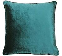 Riva Paoletti Luxe Velvet Feather Filled Cushion - Jadite Green - Soft Velvet Feel Fabric - Reversible - Hidden Zip Closure - Machine Washable - 100% Polyester Case - 55 x 55cm (22" x 22" inches)