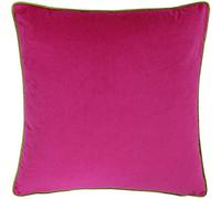 Paoletti Meridian Hot Pink Lime Velvet Cushion - Size: 55 x 55 cm - Multi - Wilko