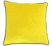 Meridian Soft Velvet Piped Cushion Paoletti Bright Yellow 55cm x 55cm