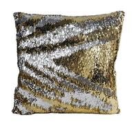 Riva Paoletti Mermaid Sequin Cushion Cover - Gold and Silver - Dual Colour Sequins - Versatile Design - Zip Closure - 100% Polyester - 45 x 45cm (18" x 18" inches) - Designed in the UK