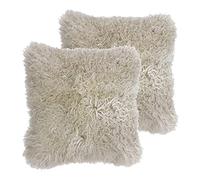Riva Paoletti Mongolian Twin Pack Feather Filled Cushions, Oatmeal, 40 x 40cm