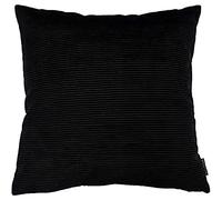 Riva Paoletti Munich Cushion Cover Corduroy-Soft Ribbed Effect-87 13% Polyamide-Dry Clean only-45 x 45cm inches), Polyester, Black, 45cm x 45cm (18" x 18")