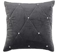 Riva Paoletti New Diamante Cushion Cover - Pewter Grey - Diamante Crystal Sequins - Quilted Geometric Design - Hidden Zip Closure - 100% Polyester - 55 x 55cm (22" x 22" inches) - Designed in the UK